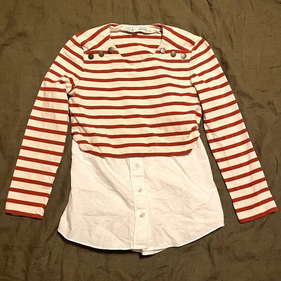 Veronica Beard Shirt Top Womens XS Anchor Combo Striped Ivory White Red - Picture 1 of 4